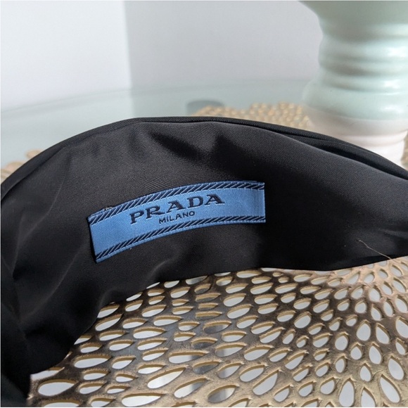 PRADA STYLE Black Satin Knot Headband logo triangle Milano - Picture 8 of 9